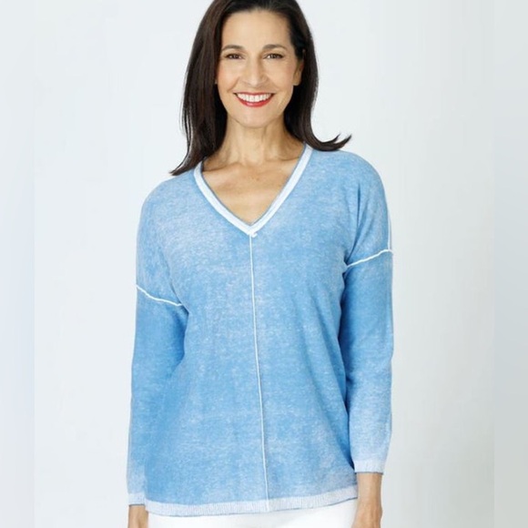 Elliott Lauren Luminosity Lightweight Sweater Waffle Knit Long Sleeves V-neck XS - Picture 11 of 11
